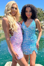 Captivating Bodycon V Neck Sequins Homecoming Dress BM bride
