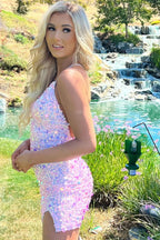 Captivating Bodycon V Neck Sequins Homecoming Dress BM bride