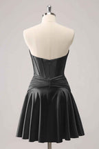 Royal Blue A Line Strapless Corset Short Homecoming Dress with keyhole