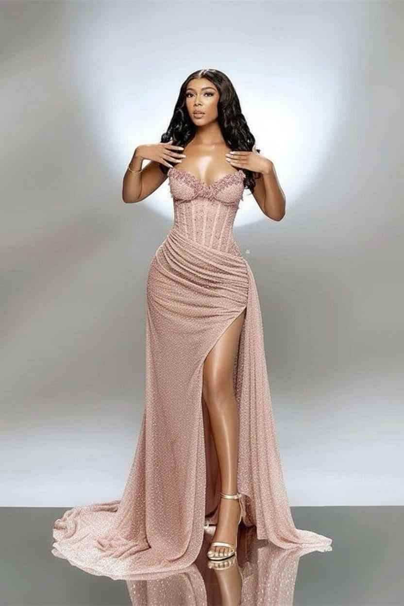 Split Front Mermaid Sweetheart Ruffles Prom Dress with Sequins