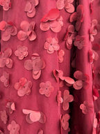 Burgundy 3D Floral Appliqu¡§| Corset Prom Dress with Slit