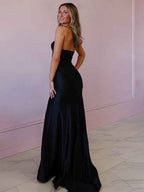 Black Mermaid Strapless Sweetheart Long Prom Dress with Slit