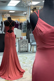 Elegant Mauve Mermaid Cowl Neck Straps Long Prom Dress BM bride