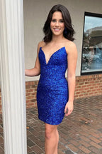 Glamorous Sheath V Neck Sequins Homecoming Dress BM bride