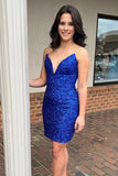 Glamorous Sheath V Neck Sequins Homecoming Dress BM bride