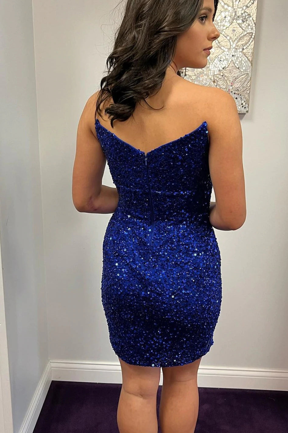 Glamorous Sheath V Neck Sequins Homecoming Dress BM bride
