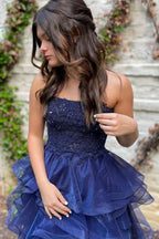 Xandra |A-line Lace Appliques Organza Short Homecoming Dress BM bride