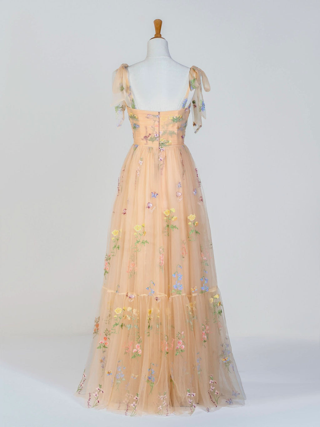 Beautiful Sweetheart Neck Floor Length Tulle Embroidery Floral Prom Dress BM bride