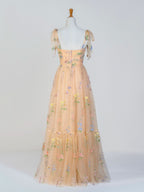 Beautiful Sweetheart Neck Floor Length Tulle Embroidery Floral Prom Dress BM bride