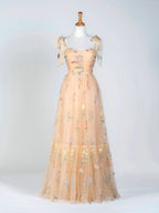 Beautiful Sweetheart Neck Floor Length Tulle Embroidery Floral Prom Dress BM bride