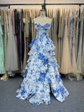 Dramatic Tiered Ruffle Prom Dress with Corset Bodice