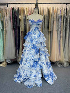 Dramatic Tiered Ruffle Prom Dress with Corset Bodice