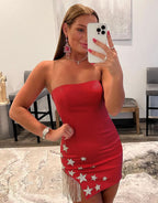 Stunning A-Line Sheath Backless Hot Pink Sequins Homecoming Dress BM bride