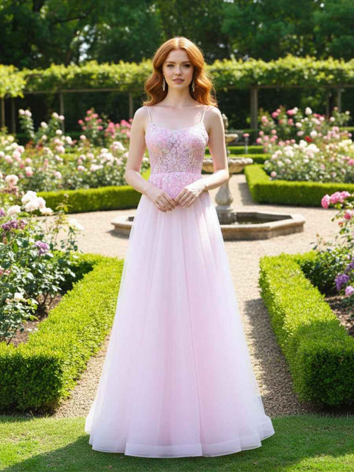 Enchanting Tulle A-Line Prom Dress with Floral Embroidered Bodice BMBRIDE