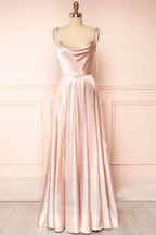 Lovely Sweet A-Line Cowl Neck Silk Long Prom Dress BM bride