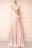 Lovely Sweet A-Line Cowl Neck Silk Long Prom Dress BM bride