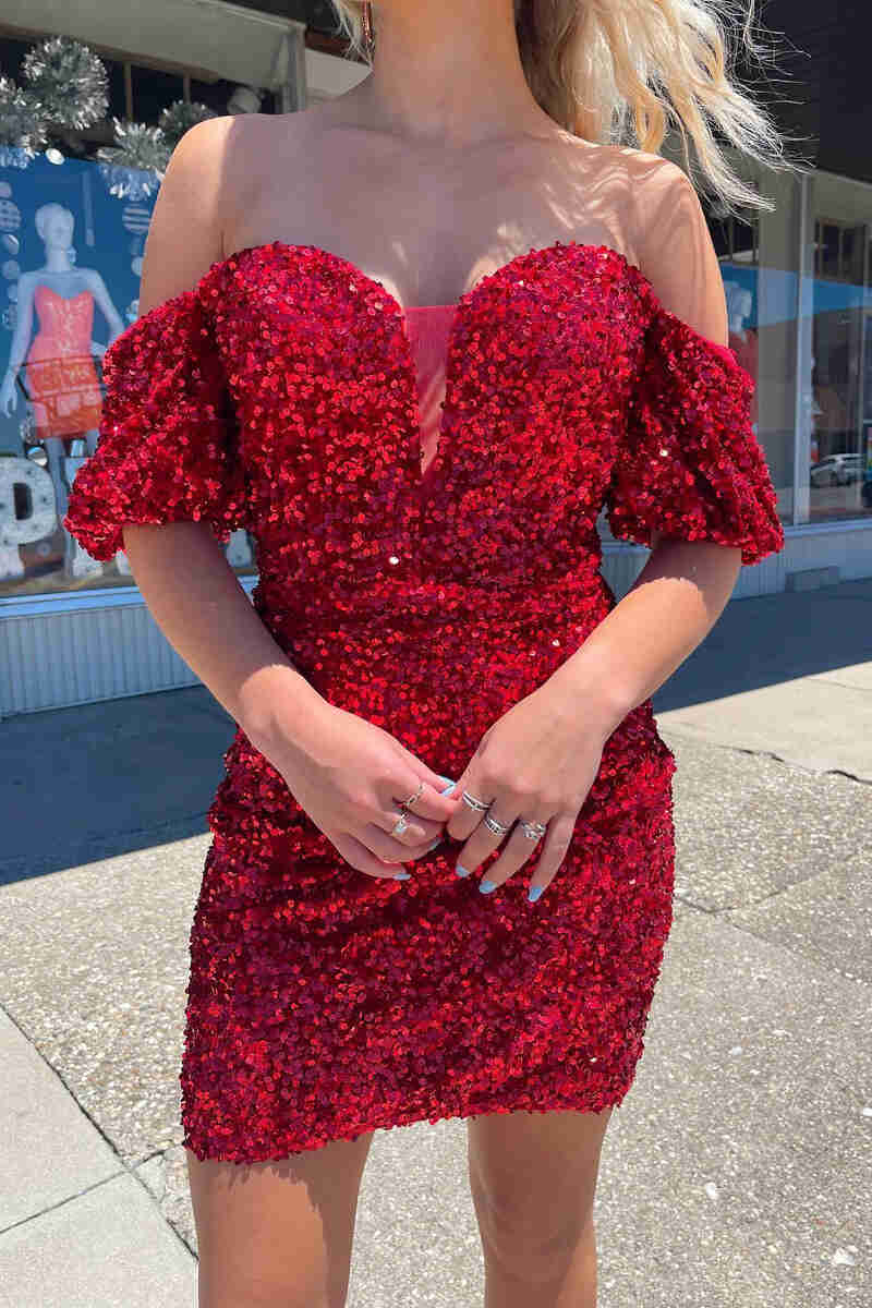 Stunning Bodycon Sweetheart Sequins Homecoming Dress BM bride