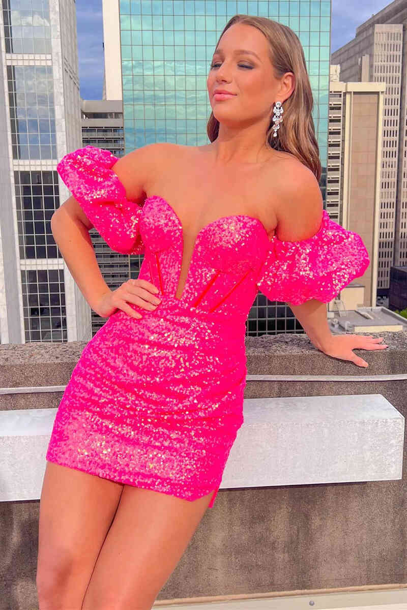 Glamorous Bodycon Sweetheart Sequins Homecoming Dress BM bride