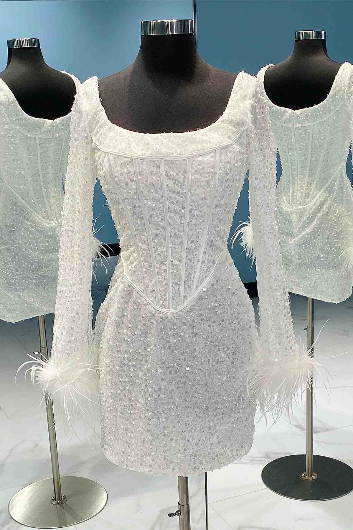 Gorgeous Sheath Sequins Homecoming Dress with Long Sleeves BM bride