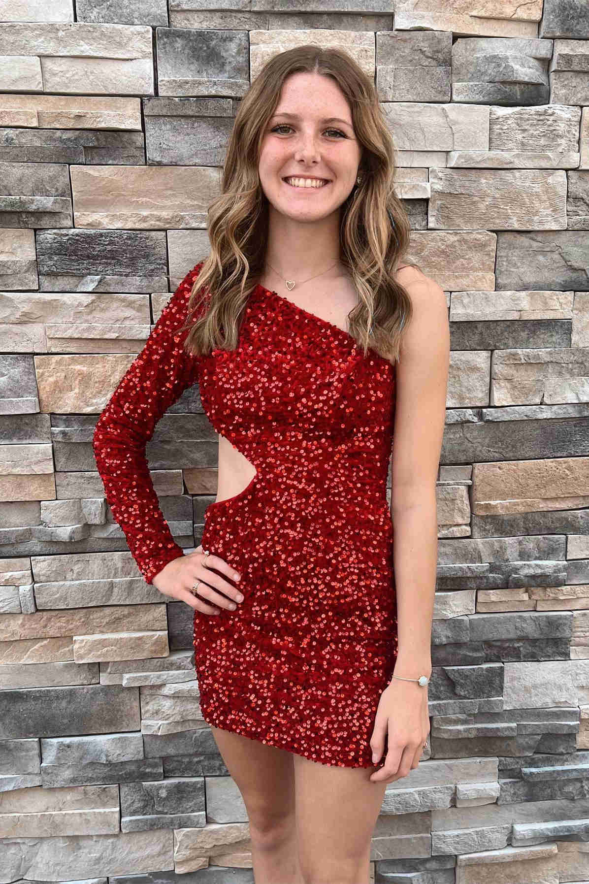 Camilla |Sheath Sequin One Shoulder Homecoming Dress BM bride