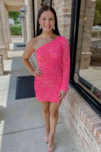 Winona |Sheath Long Sleeve Fringe Sequins Homecoming Dress BM bride
