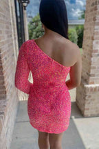 Winona |Sheath Long Sleeve Fringe Sequins Homecoming Dress BM bride