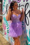 Stylish Sky Blue Corset A-Line Ruffle Homecoming Dress BM bride