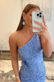 Chic Mermaid One-Shoulder Lace Long Prom Dress with a Stylish Slit BM bride