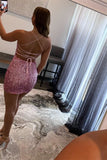 Sophisticated Scoop Neck Sequin Sheath Homecoming Dress BM bride