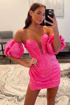Dazzling Sweetheart Bodycon Sequins Homecoming Dress for a Daring Look BM bride