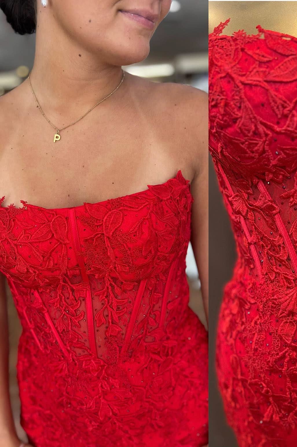 Strapless Corset Lace Sheath Homecoming Dress BM bride