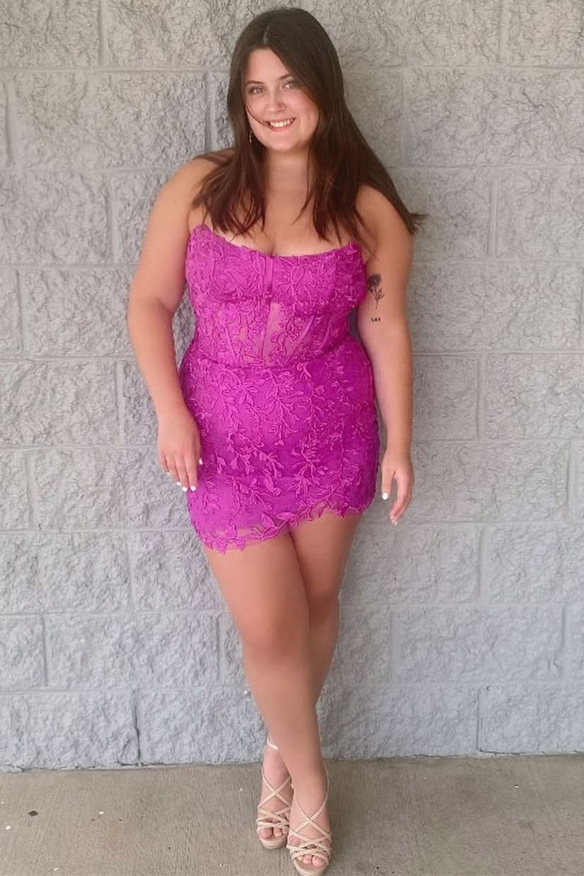 Strapless Corset Lace Sheath Homecoming Dress BM bride