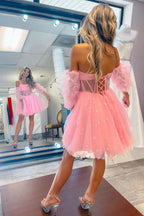 Venetia |A-Line Pleated Tulle Homecoming Dress BM bride