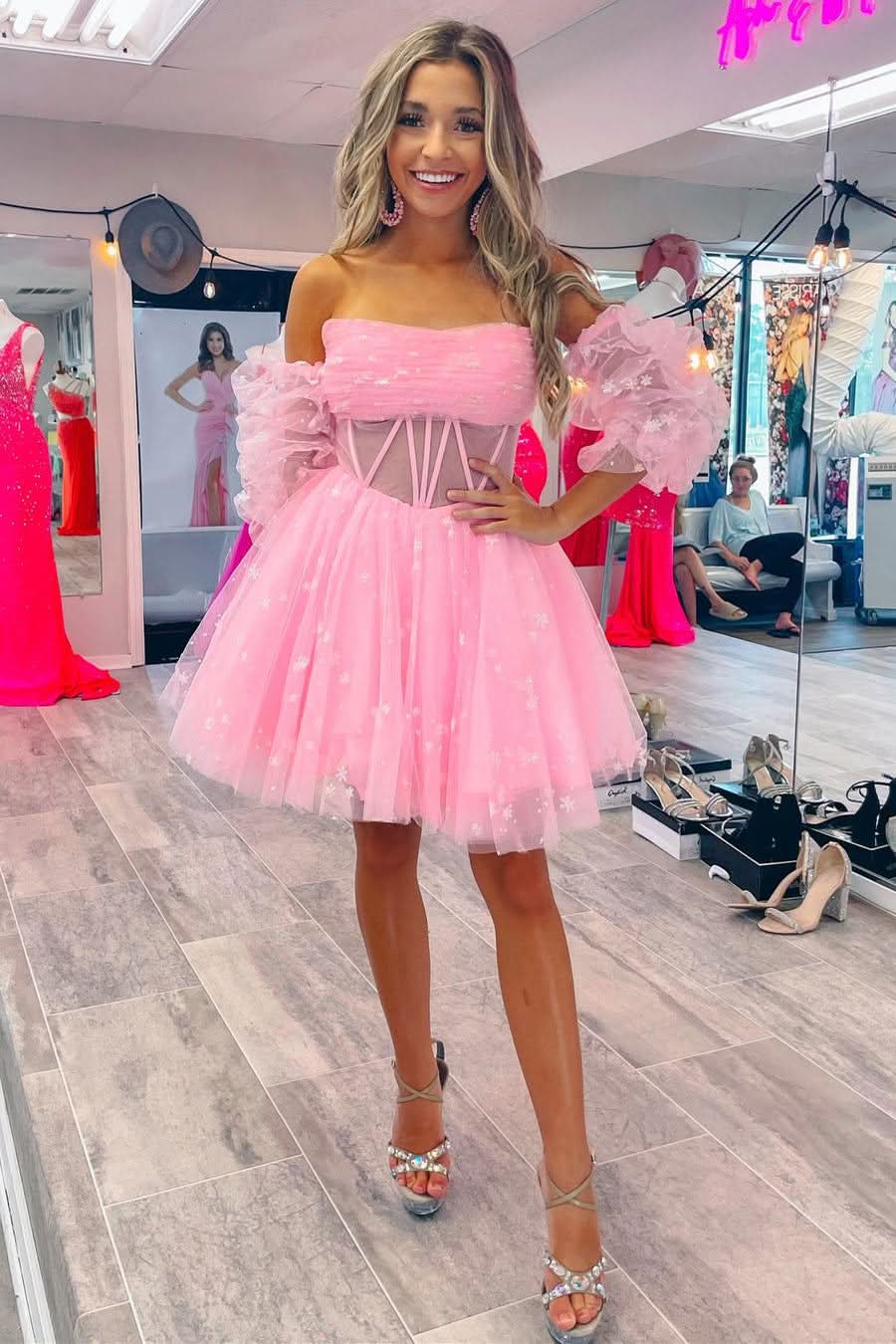 Venetia |A-Line Pleated Tulle Homecoming Dress BM bride