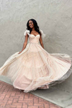 Sweet A-Line Sweetheart Dot Tulle Prom Dress BM bride