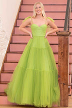 Sweet A-Line Sweetheart Dot Tulle Prom Dress BM bride