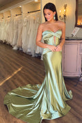 Captivating Sweetheart Satin Mermaid Long Prom Dress with a Unique Design BM bride