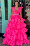 Enchanting V-Neck Hunter Green Beaded Tulle Prom Dress with a Sultry Slit BM bride