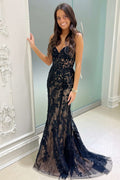 Chic Sweetheart Black Lace Appliques Mermaid Prom Dress BM bride