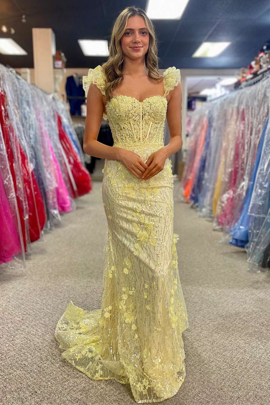 Alluring Blue Mermaid One Shoulder Long Prom Dress with Beautiful Beading BM bride