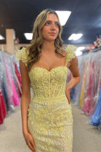 Alluring Blue Mermaid One Shoulder Long Prom Dress with Beautiful Beading BM bride
