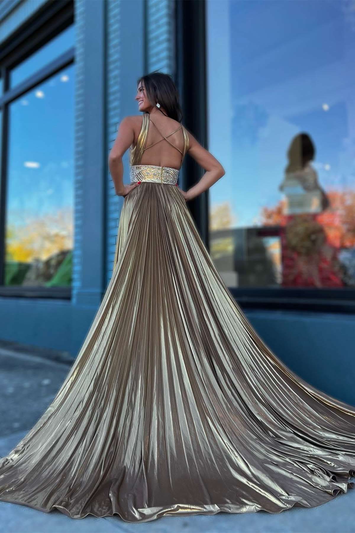 Chic Mermaid Spaghetti Straps Long Sequins Prom Dress with Dazzling Details BM bride