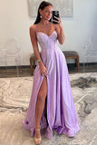 Stunning Strapless Lilac Corset A-Line Prom Dress with Rhinestones BM bride