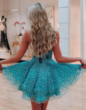 Elegant One Shoulder Sleeveless Sequined Fitted Homecoming Dress BM bride