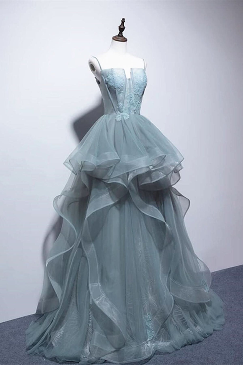 Beautiful Green Lace Long Prom Dress with Corset BM bride