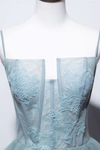 Beautiful Green Lace Long Prom Dress with Corset BM bride