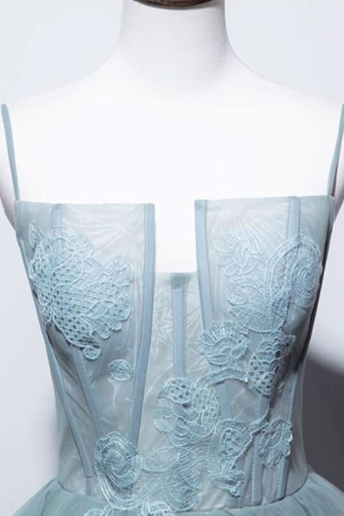 Beautiful Green Lace Long Prom Dress with Corset BM bride