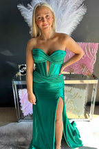 Captivating Sweetheart Satin Mermaid Long Prom Dress with a Unique Design BM bride