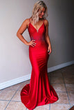 Exquisite Mermaid Spaghetti Straps Beaded Satin Prom Dress BM bride