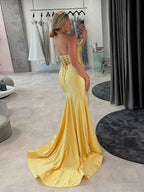Hot Pink Mermaid Strapless Long Prom Dress with Beads